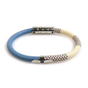 LOUIS VUITTON Blue Damier Leather Charm Bracelet